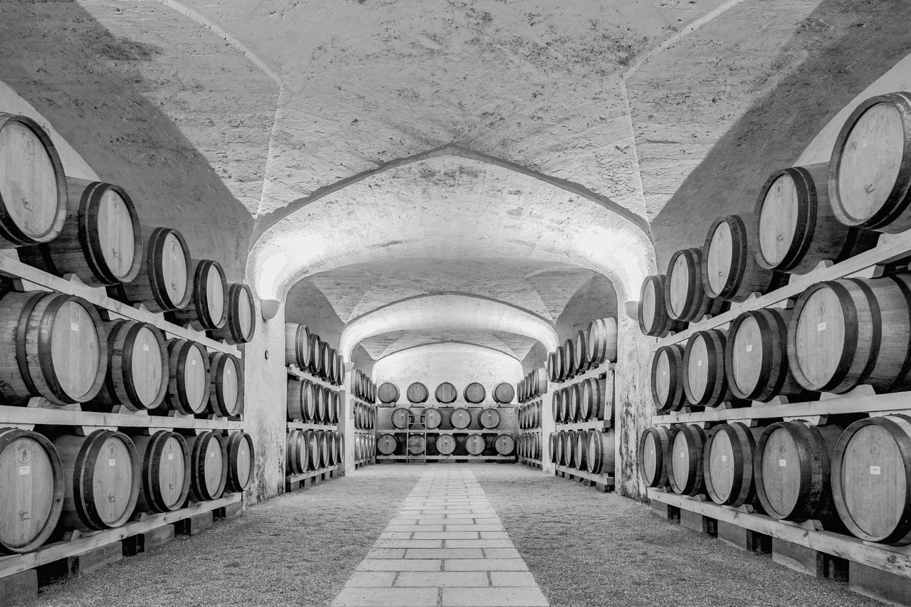 wine cellar black and white.