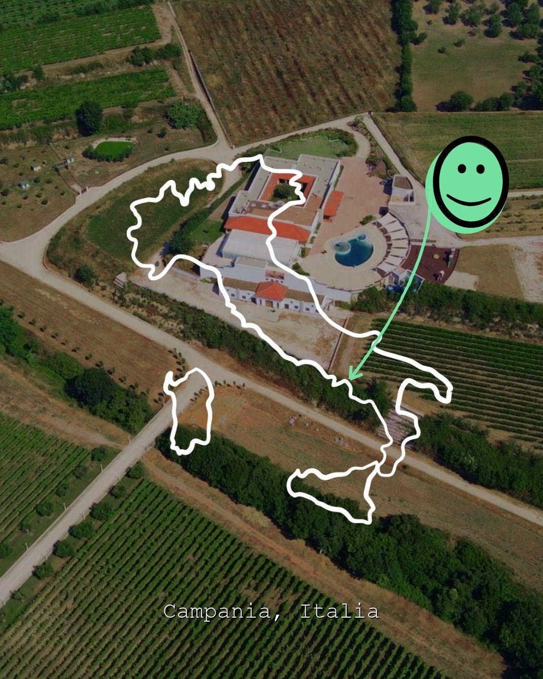 Vingårdslandskap i Campania, foto från La Masseria di Sessa