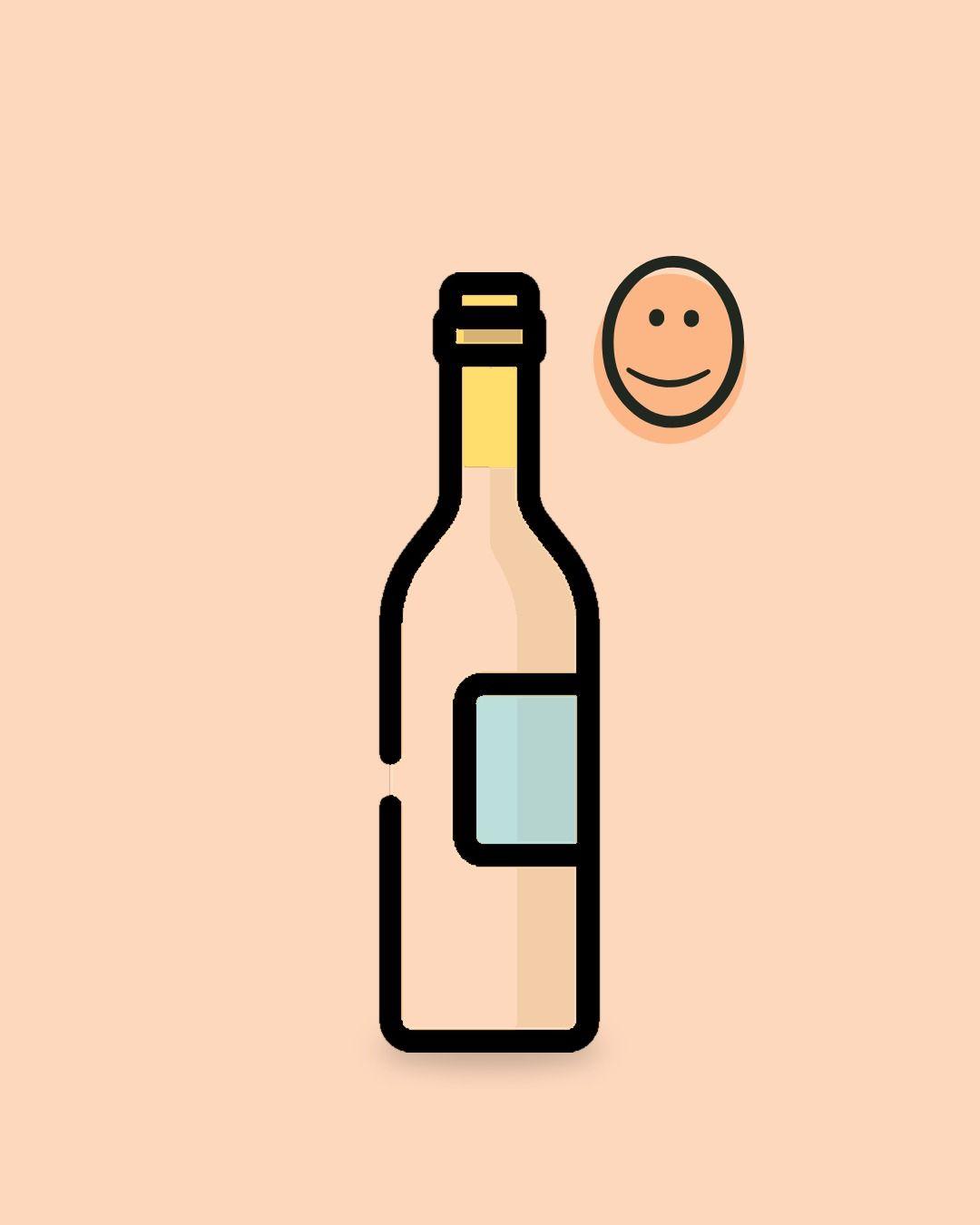 Gezeichnete Weinflasche in der Farbe von Free Grape Society für Orange Wine
