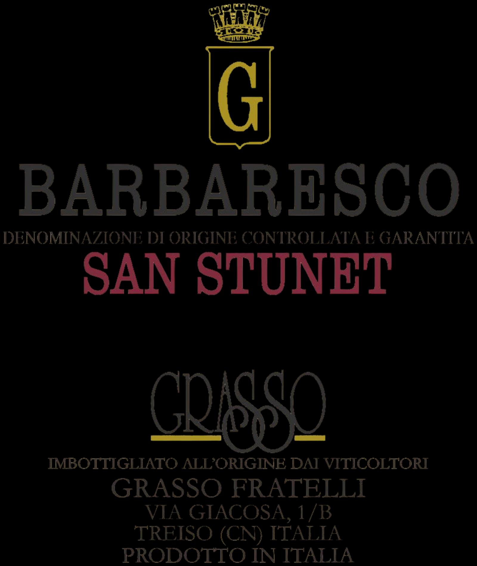 GRASSO FRATELLI SSA, Barbaresco San Stunet 2020, red wine from Piemonte