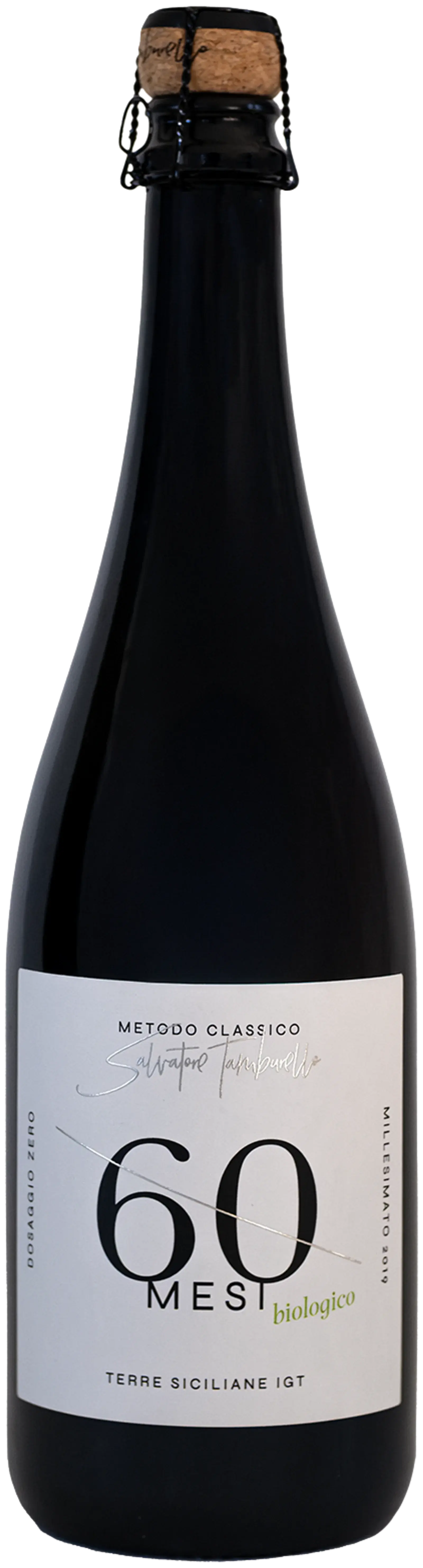 SALVATORE TAMBURELLO AZIENDA AGRICOLA BIOLOGICA, "60 Mesi" Metodo Classico - Millesimato 2019 - Dosaggio Zero 2019, vitt vin från Sicilien
